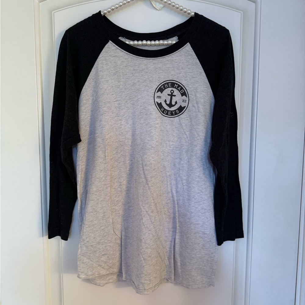 Gray and Black Raglan Tee with Logo